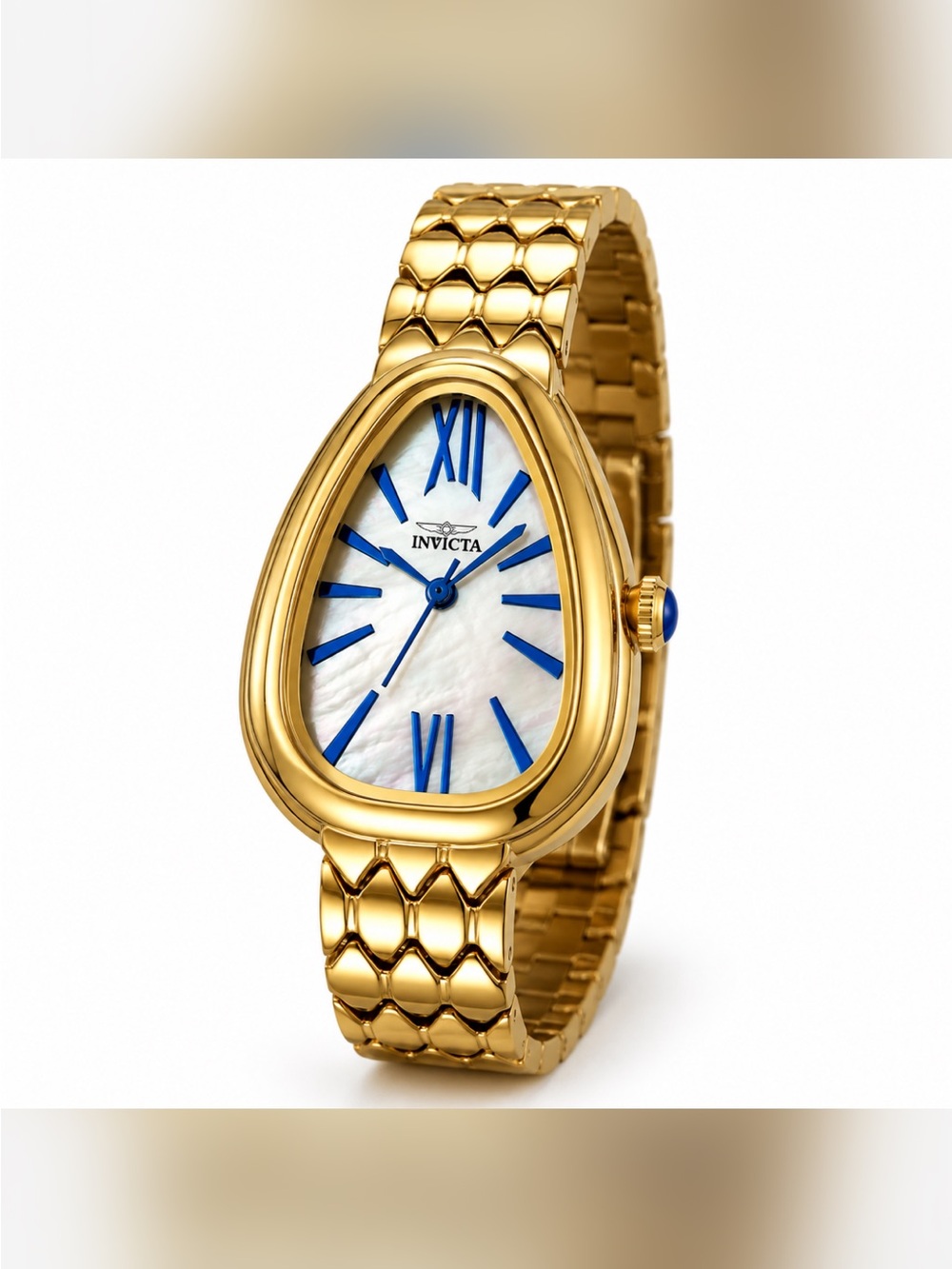 Invicta Women's Gold Tone Teardrop Bracelet Watch with Blue Accents
